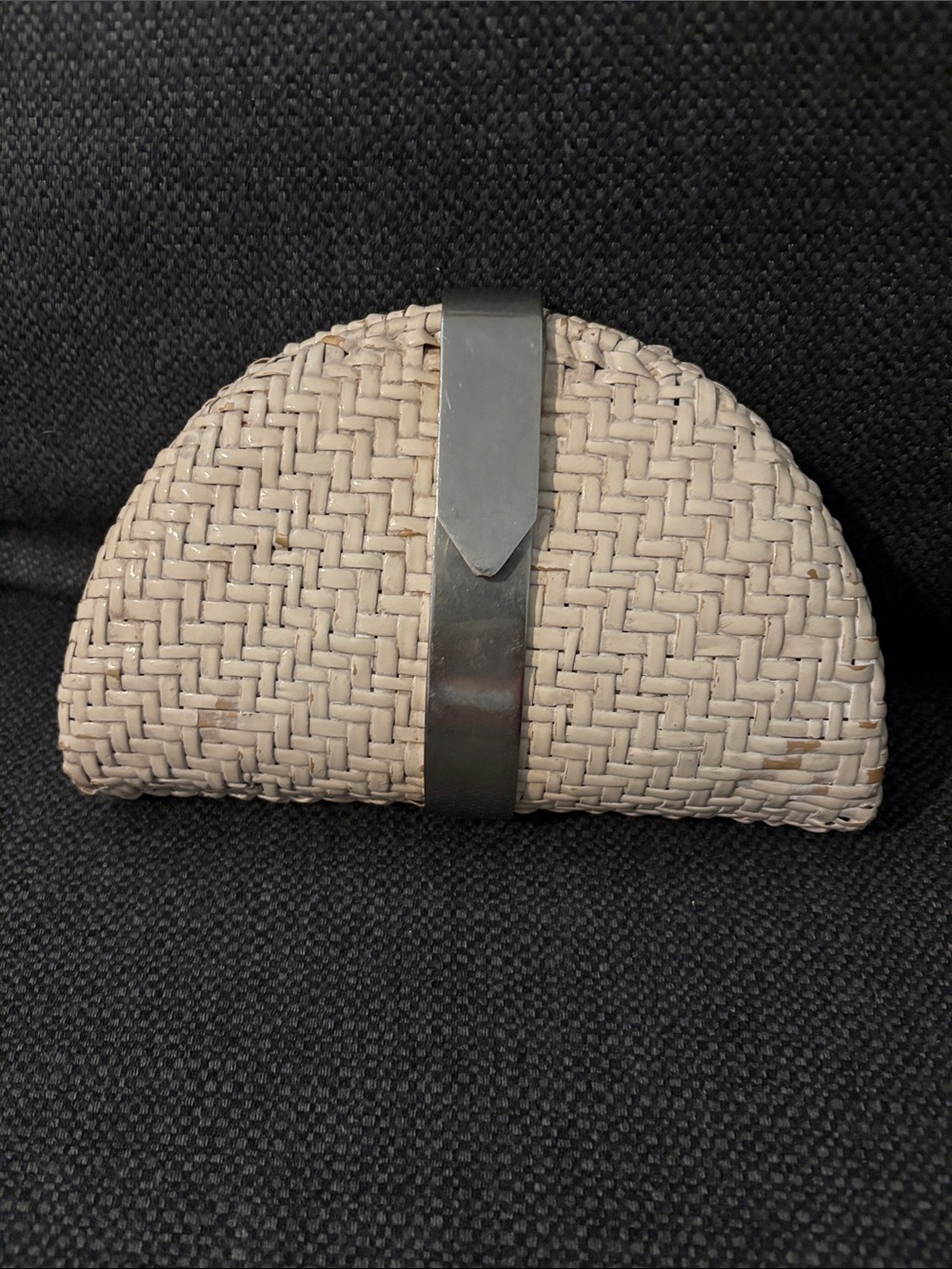 Vintage white wicker clutch